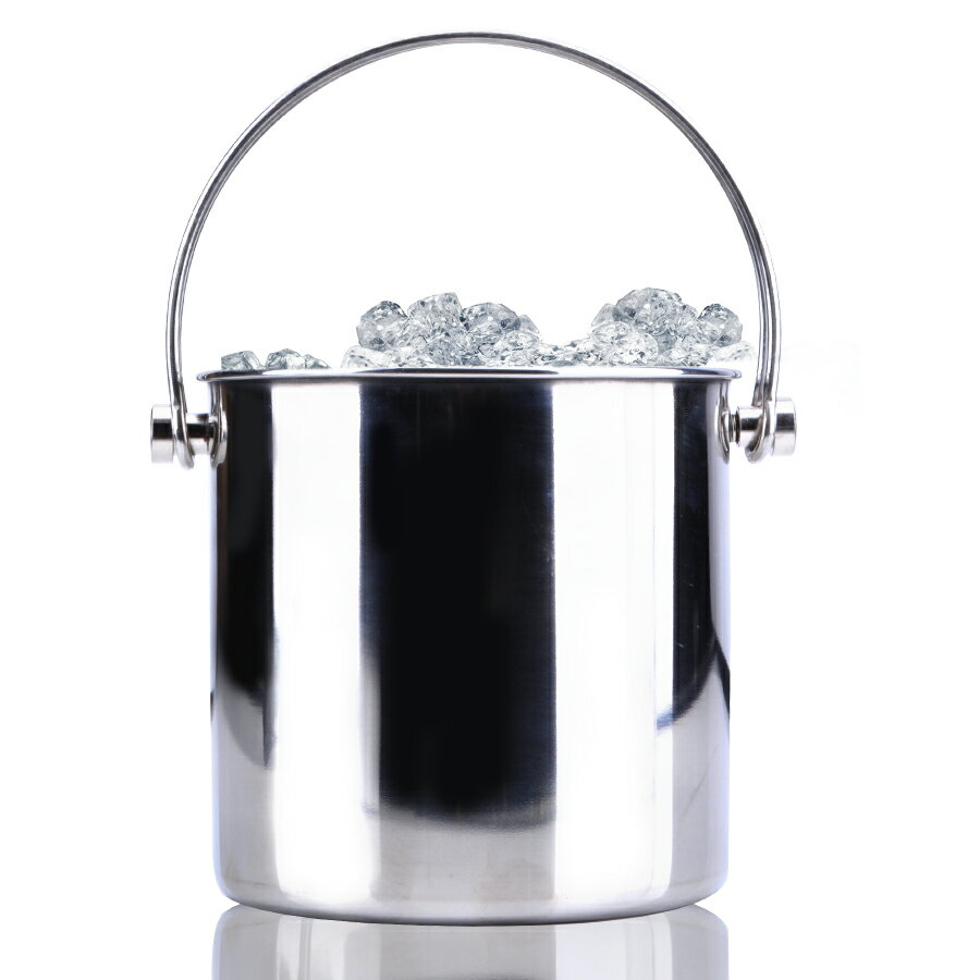 不鏽鋼冰桶 不鏽鋼雙線提手冰桶創意雙層帶冰隔實用酒店酒吧香檳桶冰粒桶『XY34464』