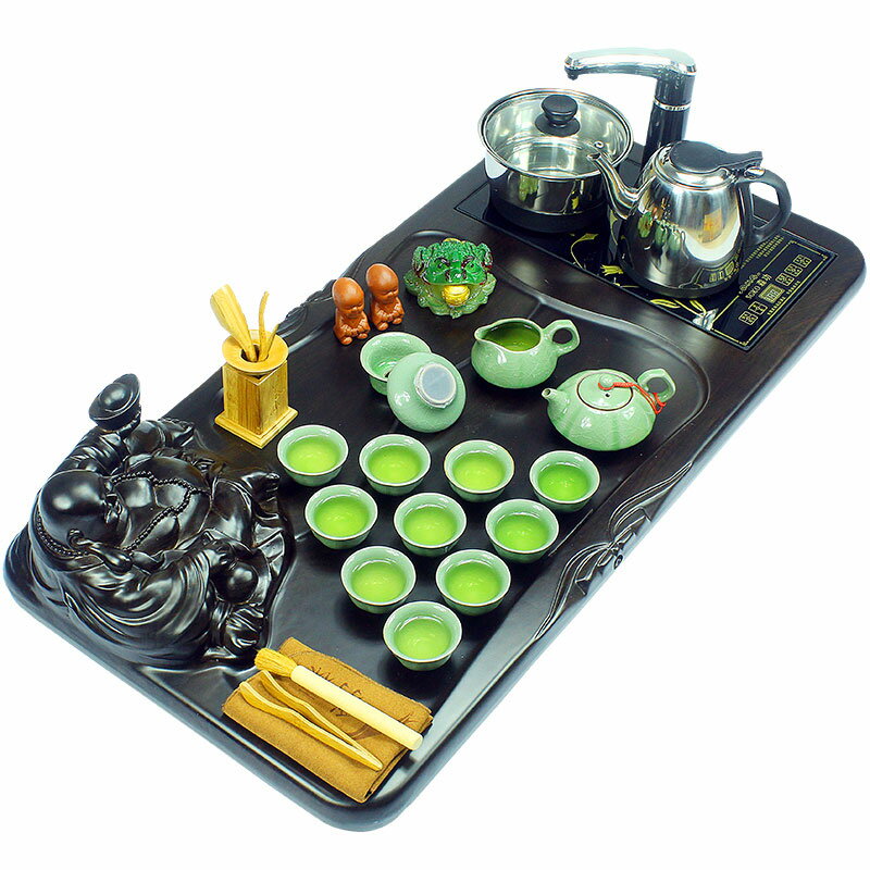 全自動茶盤一體電磁爐功夫茶具套裝家用茶臺小實木茶托盤現代簡約