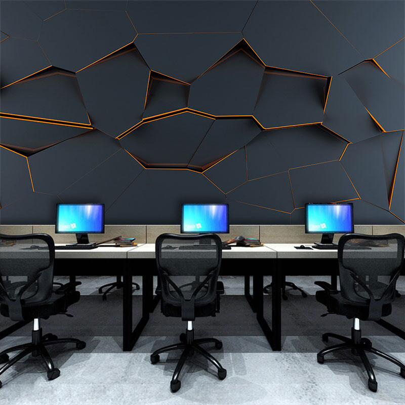 3D立體科技感背景墻紙IT公司前臺裝飾辦公室裝修用網吧電競館壁紙