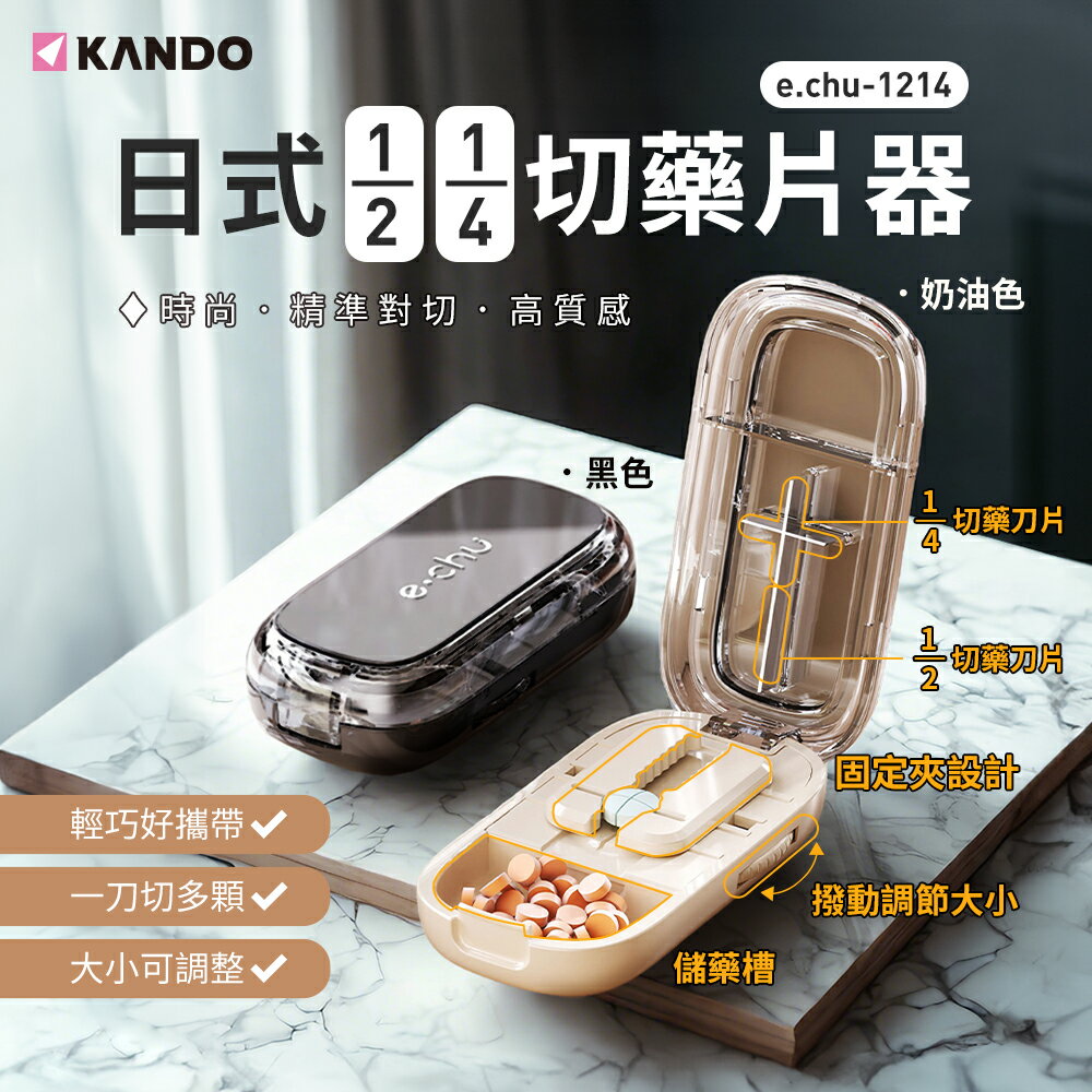 Kando 日式 1/2 1/4 切藥片器 切藥器 藥盒 儲藥槽 (e.chu-1214)