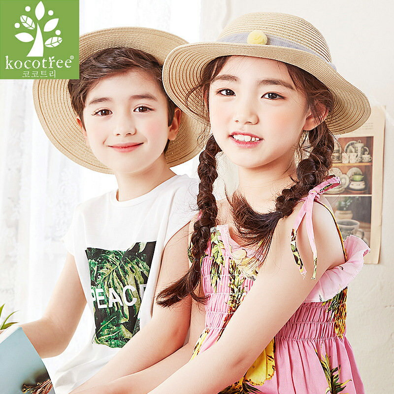 WallFree窩自在★夏日小彩球絲帶防曬遮陽百變涼帽草帽