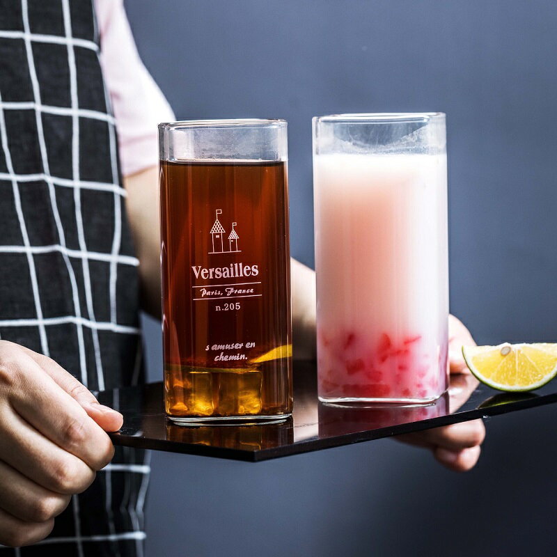 網紅可樂杯玻璃杯透明耐熱北歐ins水杯家用簡約果汁飲料杯牛奶杯