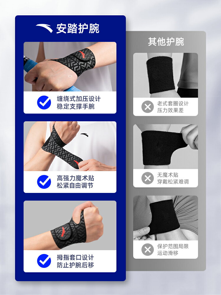 安踏護腕男款扭傷手腕tfcc腱鞘專用羽毛球運動健身勞損護套腕帶女
