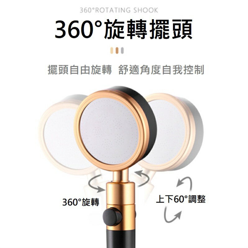 太空鋁一鍵開關蓮蓬頭 可旋轉過濾增壓蓮蓬頭 1
