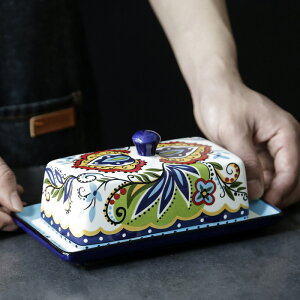 歐美客創意陶瓷黃油盒歐式餐具帶蓋牛油盤點心碟黃油碟奶酪盒收納