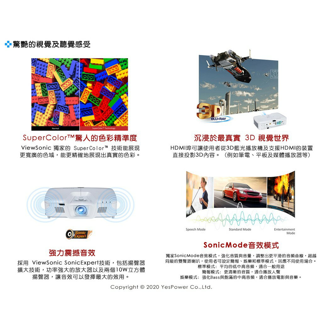 PG800HD ViewSonic 5000流明 1080p 投影機/Full HD 1080p高解析/支援3D內容 4