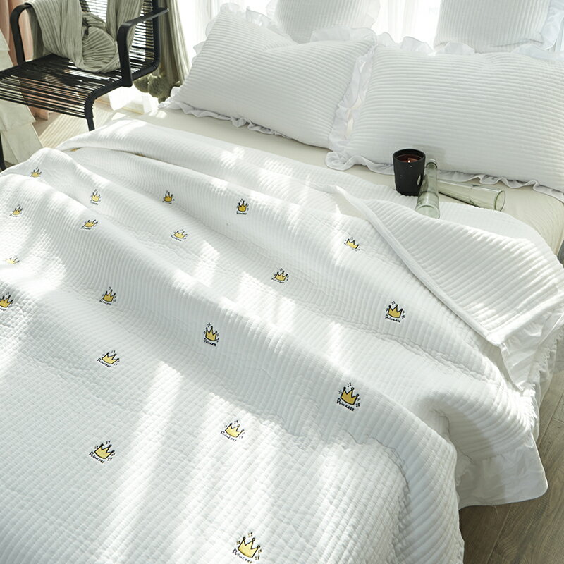 韓國ins夾棉床蓋三件套四季通用網紅夏季單人榻榻米衍縫專用床單