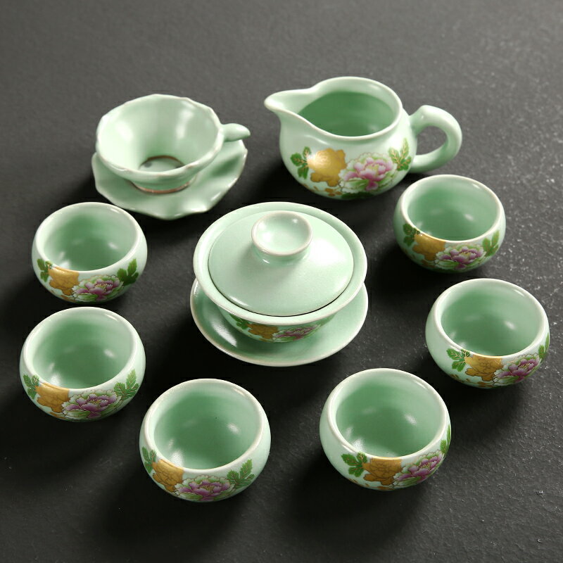 汝窯茶具套裝家用簡約整套復古哥窯冰裂釉日式開片功夫陶瓷泡茶杯