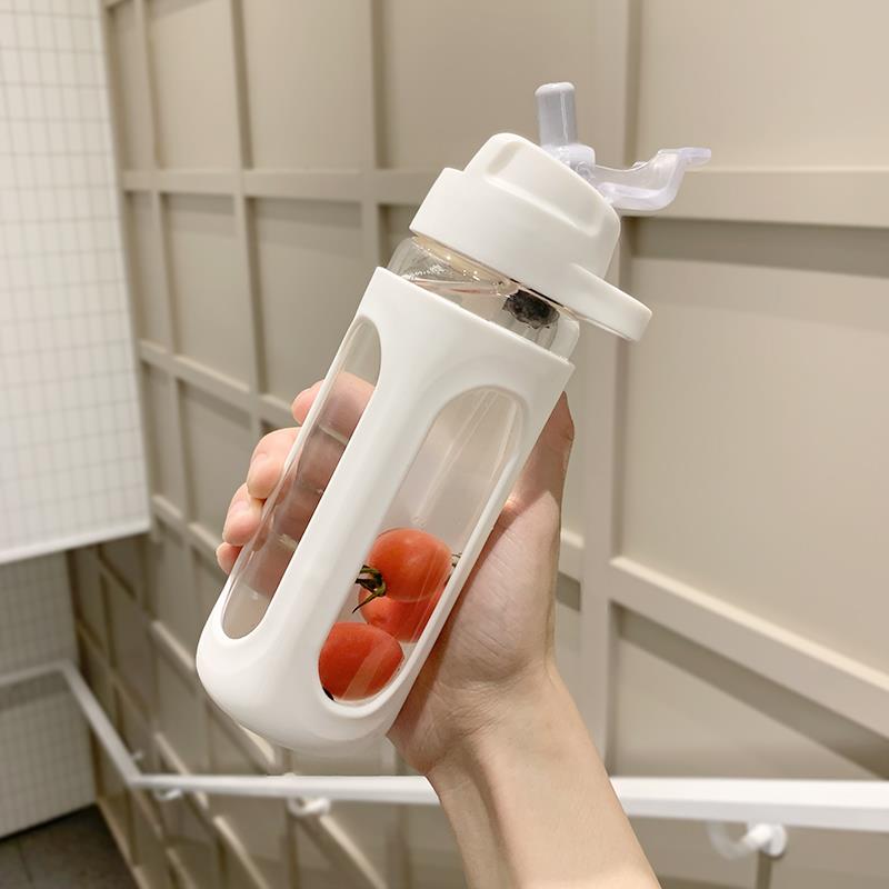 帶吸管水杯女韓版簡約清新森系玻璃杯ins風學生便攜杯子女可愛潮