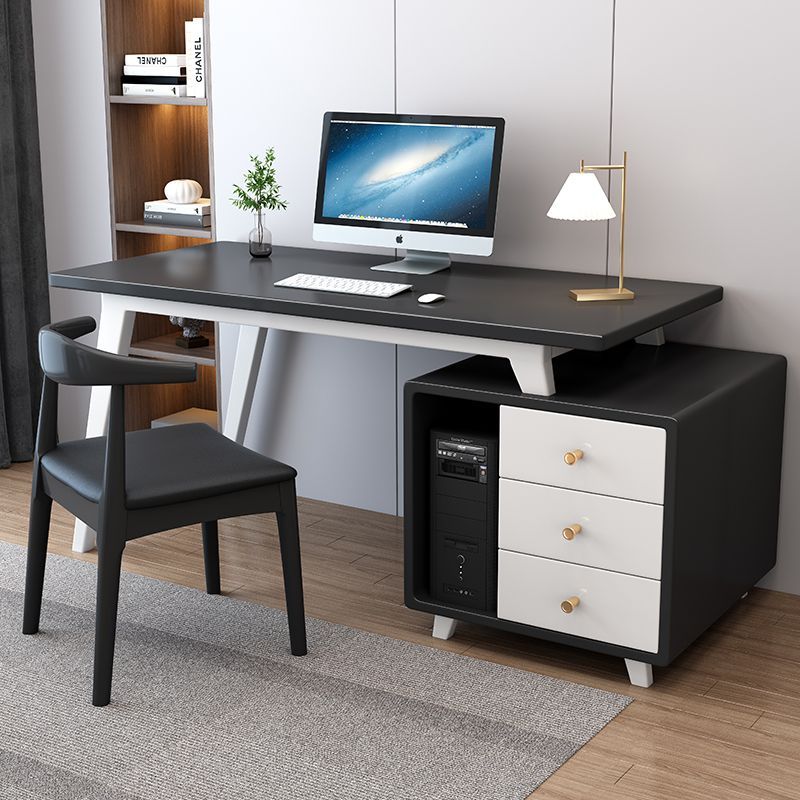 辦公書桌 全實木辦公書桌家用轉角書柜一體臺式電腦桌臥室寫字桌學生長方形