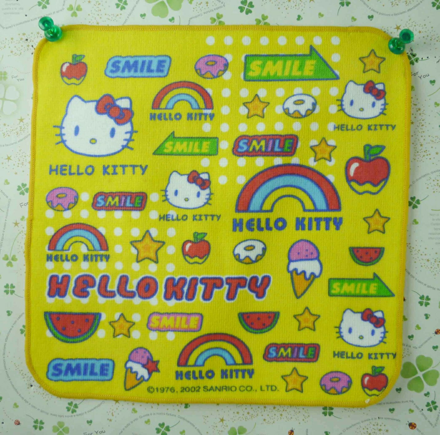 【震撼精品百貨】Hello Kitty 凱蒂貓 方巾/毛巾-Q版甜甜圈-黃底色 震撼日式精品百貨