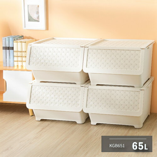 KEYWAY聯府 藤直取式整理箱KGB-651(65L)【4件超值組】台灣製 收納 置物【愛買】 2