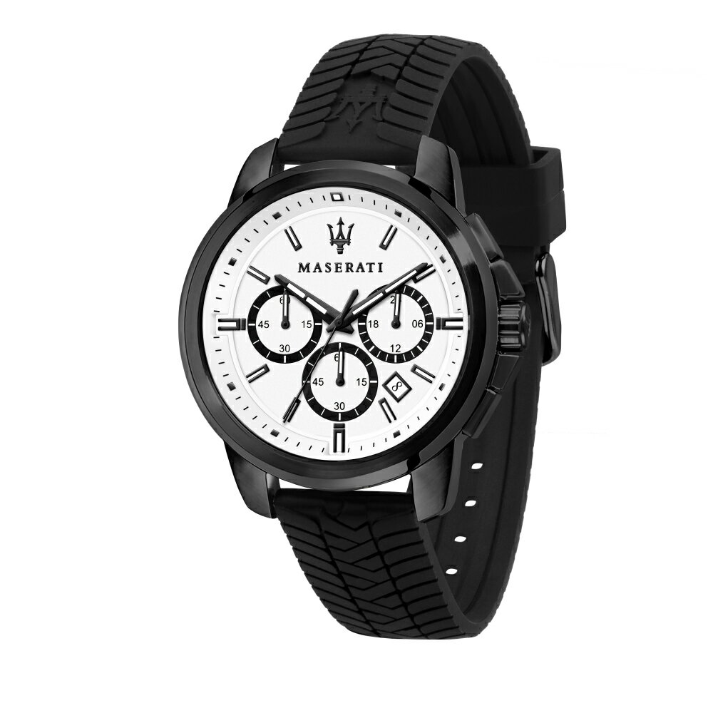 送禮首選★MASERATI 瑪莎拉蒂 經典三眼計時矽膠錶帶腕錶44mm(R8871621010) 附提袋【全館滿額折價★APP下單點數4倍送】線上購買享 實體門市同步服務