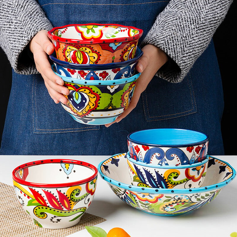 陶瓷碗單個家用個性飯碗面碗大碗沙拉碗創意加厚可愛早餐碗麥片碗