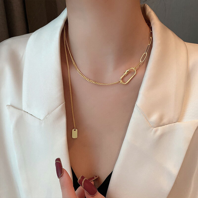 晶蕾年新款金色項鏈女時尚輕奢個性設計高級感鎖骨鏈配飾頸鏈