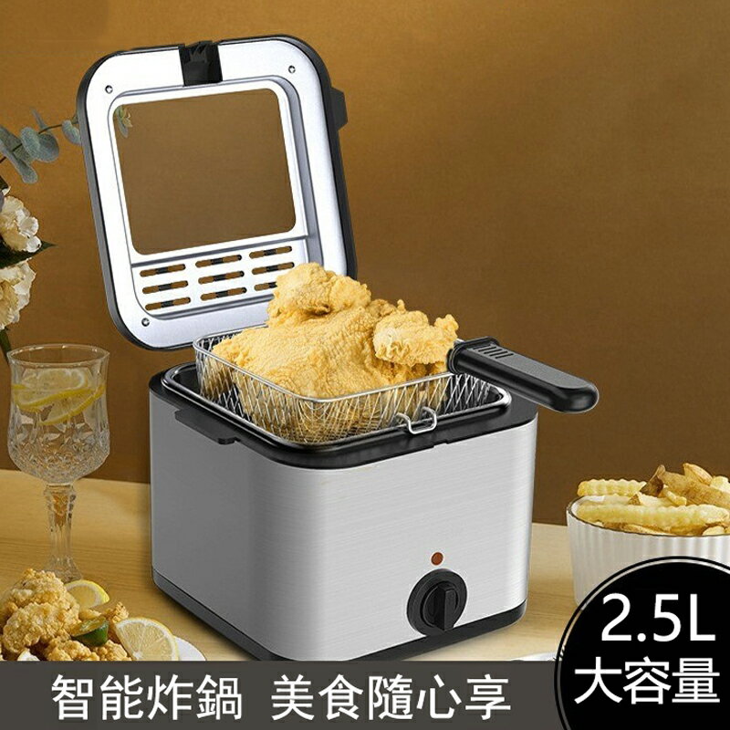 免運 家用2.5L油炸鍋 電炸鍋 溫控炸鍋 炸雞排/薯條小吃炸爐
