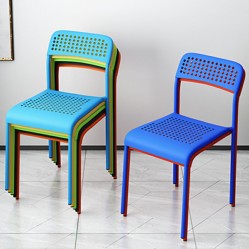 塑料椅子簡約靠背凳子北歐創意餐椅家用書桌網紅休閑咖啡廳餐桌椅