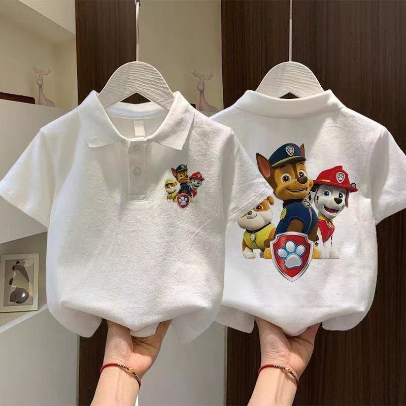 2025新款汪汪隊男童t恤短袖polo衫夏裝洋氣純棉衣服寶寶翻領上衣 UM有米家居