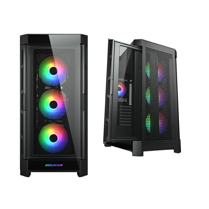 米特3C數位–COUGAR 美洲獅 DUOFACE PRO RGB 雙面板中塔機箱/黑色