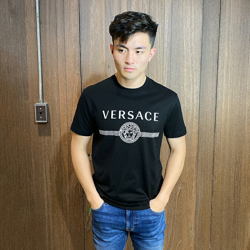 美國百分百【 】Versace 凡賽斯 VJ 短袖 T恤 T-shirt 女王頭 義大利 黑色 BQ68