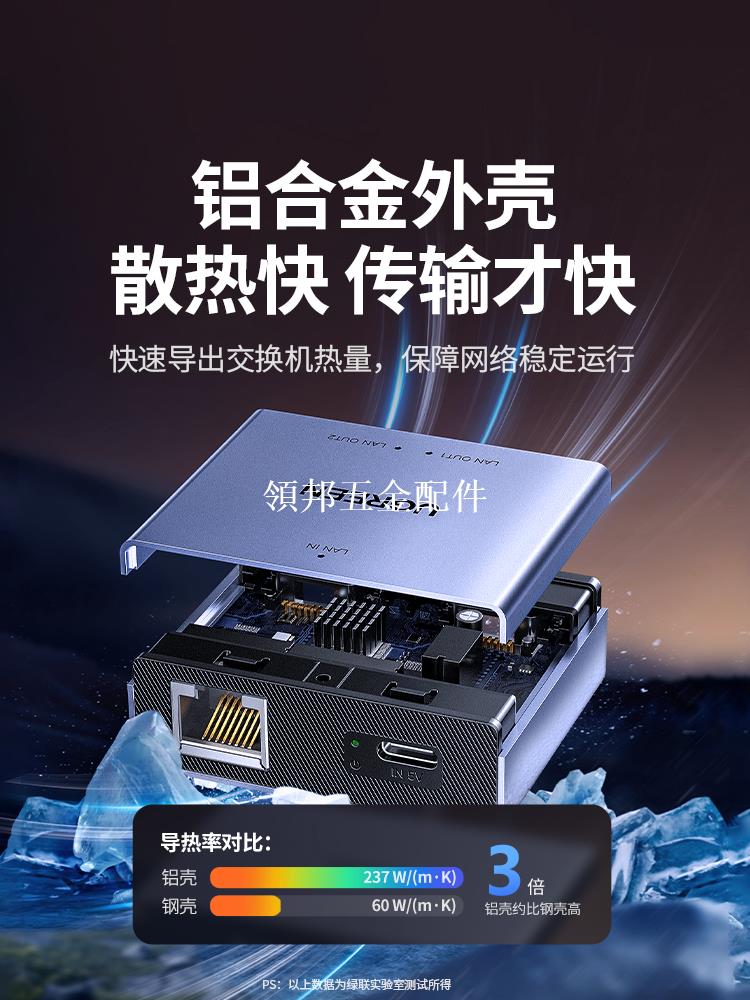3口百千兆交換機網線一分二分線器一拖二光貓路由分路器兩臺電腦同時上網絡口寬帶拓展對接轉接頭分配器[領邦五金配件]