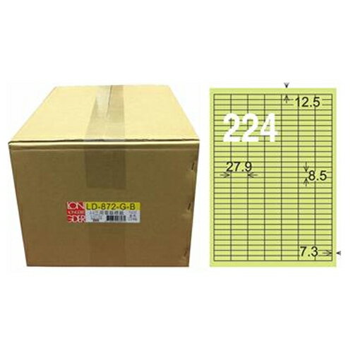 【龍德】A4三用電腦標籤 8.5x27.9mm 淺綠色1000入 / 箱 LD-872-G-B