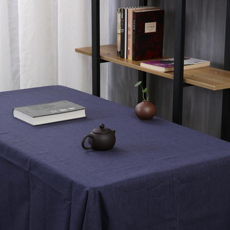 中式防水茶席布書桌布防水苧麻茶桌布禪意素色棉麻方形防塵茶幾蓋