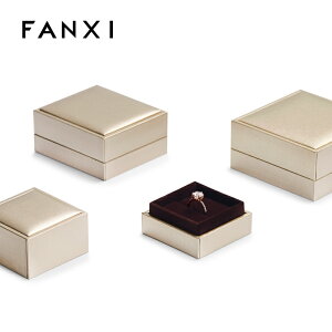 凡西FANXI首飾包裝盒戒指手鐲吊墜拉絲充皮紙禮品盒香檳金H132
