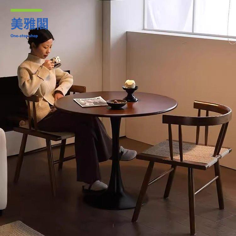 現貨特賣！洽談桌 洽談桌椅 餐桌 飯桌 餐桌椅 小戶型陽臺餐桌休閑咖啡小桌子圓桌洽談桌實木小圓桌接待圓餐桌椅 特價出 開發票 免運【hua3/13】