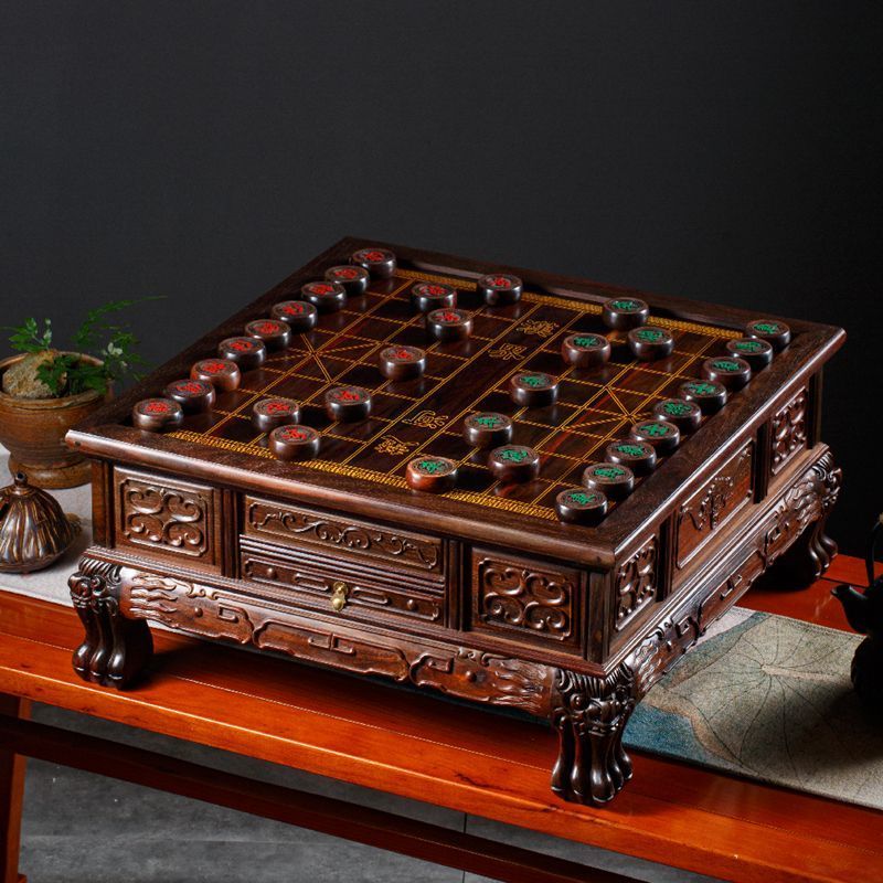 限時下殺！【免運】象棋 圍棋 棋桌 棋盤 茶桌 茶臺大紅酸枝木多功能三用棋桌中國象棋圍棋中式復古茶桌豪華雙面棋盤【八折下殺】【打骨折】【可開發票】
