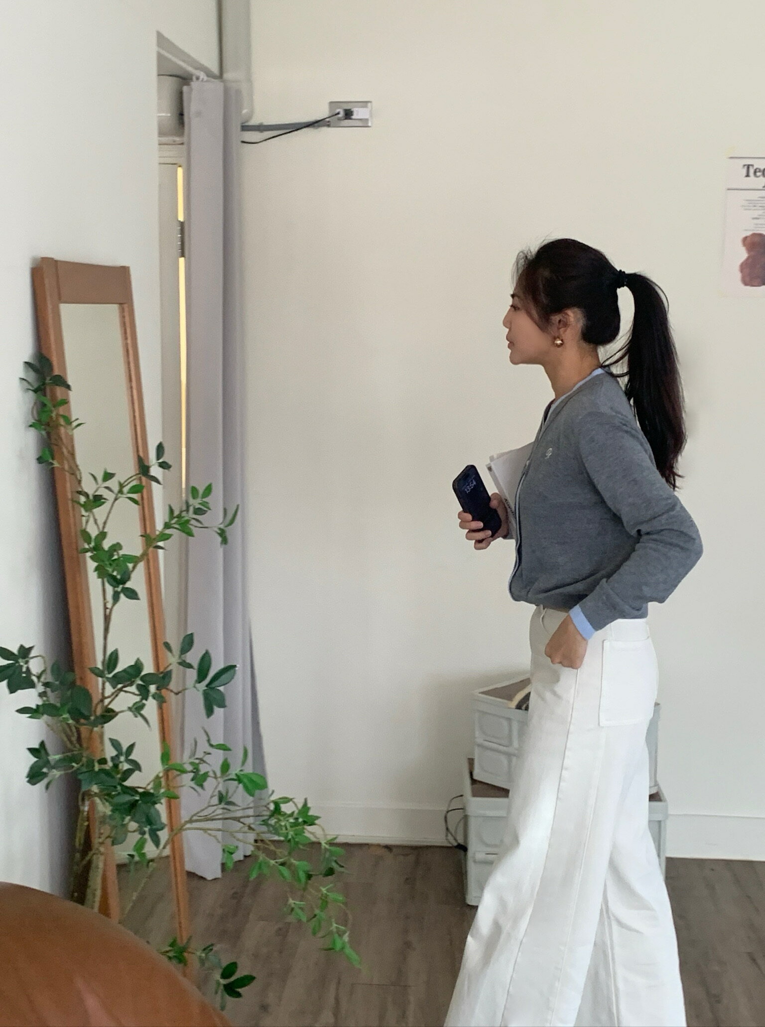 撞色針織上衣