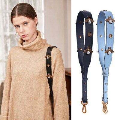 皮革肩背帶-古金蜜蜂鉚釘包包背帶8色73ve28【獨家進口】【米蘭精品】