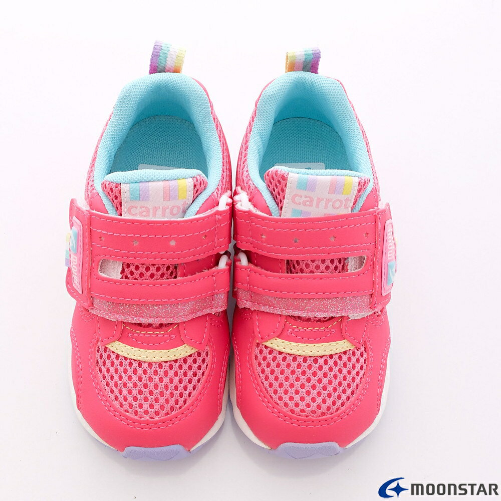 日本月星Moonstar機能童鞋Carrot四大機能系列3E寬楦速乾鞋款21464粉(中小童段/中大童段) 4