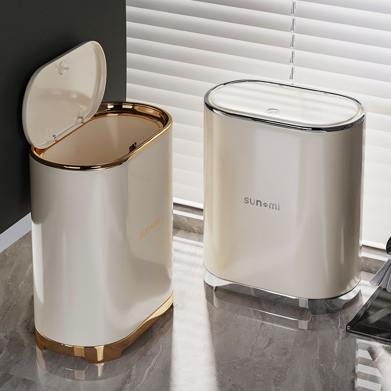 客廳專用夾縫垃圾桶衛生間窄廁所帶蓋輕奢奶油風按壓式密封收納桶