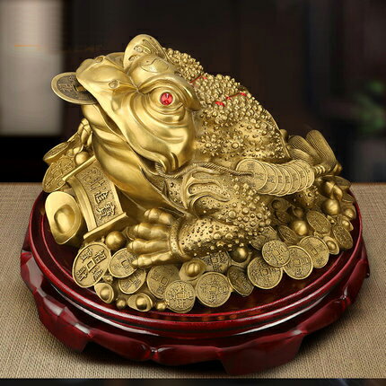 【銅招財金蟾擺件-多款可選-1款/組】三足金蟾蜍家居客廳裝飾工藝開業禮品(可單可混)-90101