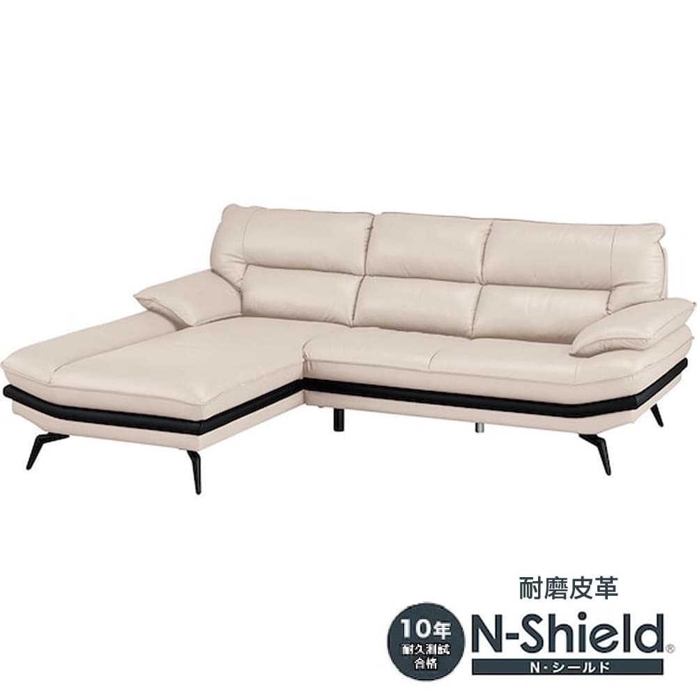 ◎耐磨皮革L型沙發 LOZO KD RC N-SHIELD BE NITORI宜得利家居