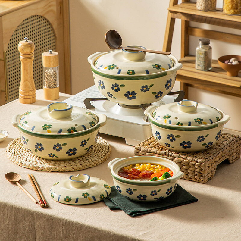 【喜挖】日式手繪陶瓷砂鍋家用耐高溫防乾燒煲湯鍋煮粥石鍋家用雙耳大燉鍋