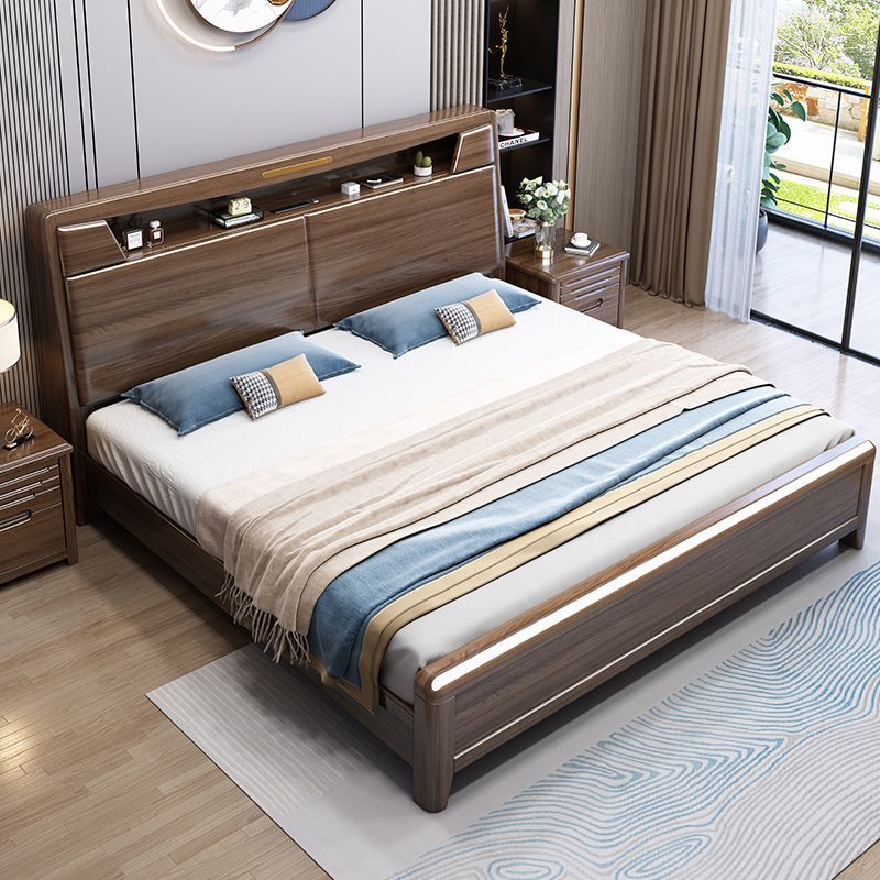 優樂悅~金絲胡桃木實木床中式1.8米雙人床現代簡約主臥1.5米高箱儲物床