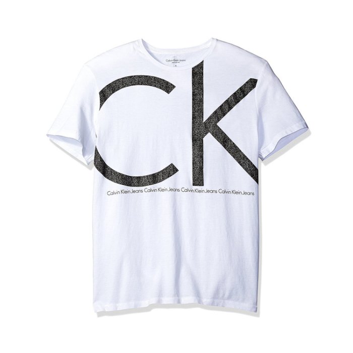 美國百分百【全新真品】Calvin Klein T恤 CK 短袖 T-shirt 短T 大logo 白色 S號 I083