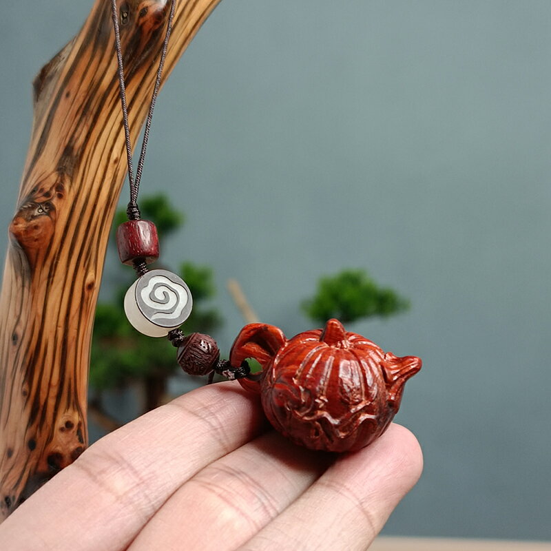 小葉紫檀把把壺手機鏈女隨身手把件木雕茶壺汽車鑰匙掛件創意禮品
