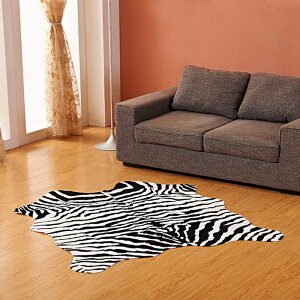 仿毛斑馬紋奶紋地墊房間臥室地毯家用裝飾印花地毯