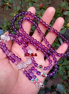 天然紫水晶泰國佛牌毛衣鏈 雙扣毛衣鏈
