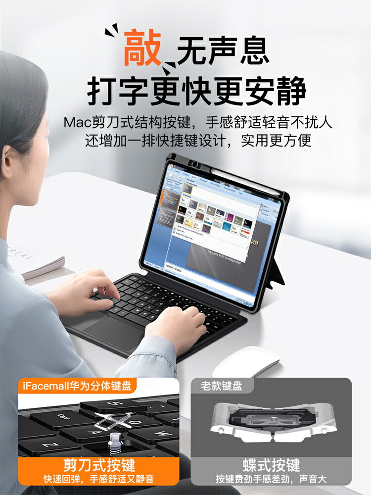 ifacemall適用華為平板matepad11鍵盤2024款air11.5s藍牙鼠標套裝Pro13.2電腦保護套磁吸殼帶筆槽一體柔光版