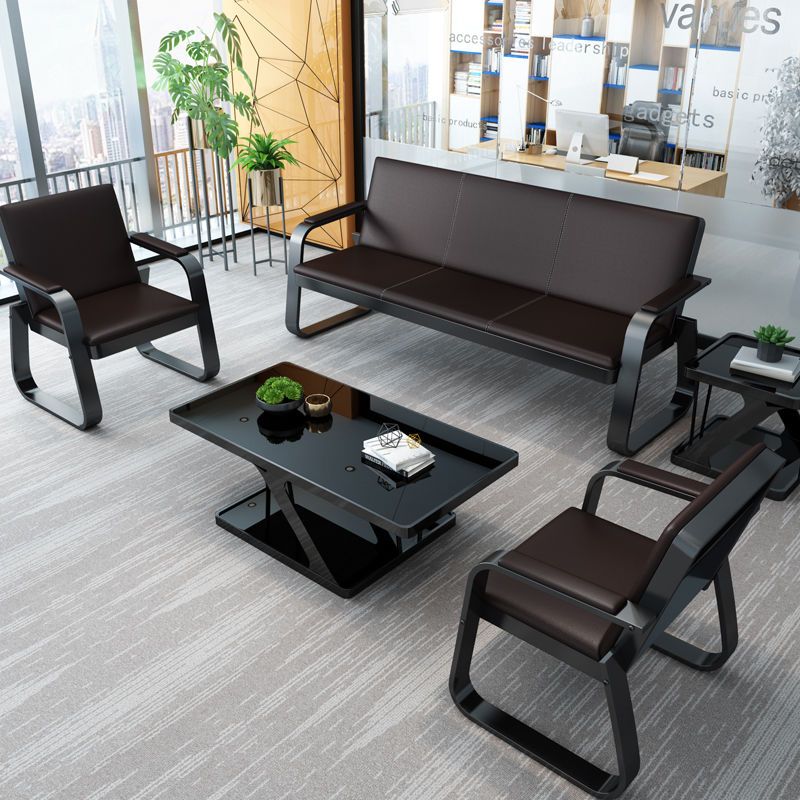 辦公沙發茶幾組合套裝簡約現代鐵藝沙發會客工接待辦公室沙發商務