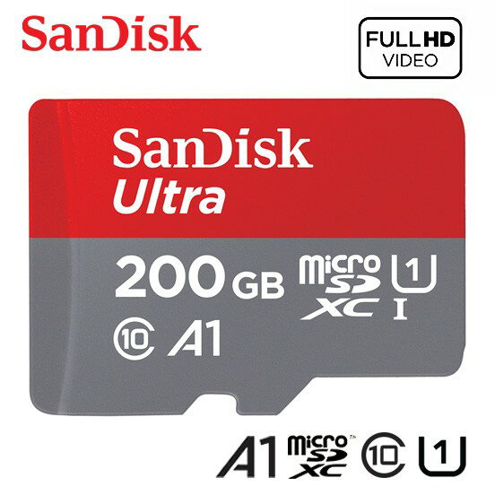 SANDISK Ultra 200G microSDXC C10 A1 UHS-I 傳輸速度100MB/s記憶卡