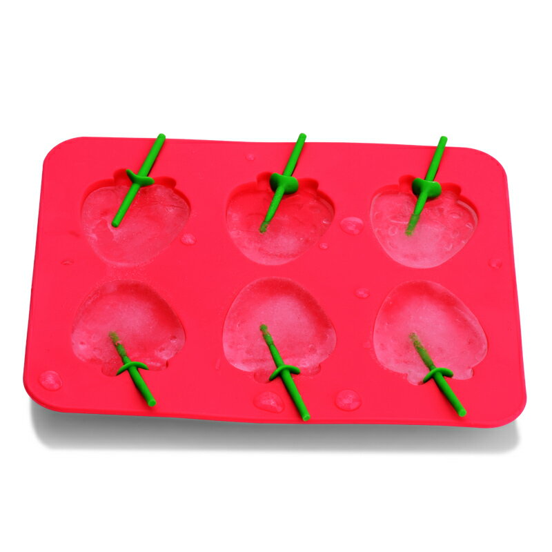 草莓造型帶把冰格軟創意雪糕模具冰棍盒冰棒模具夏DIY制冰器