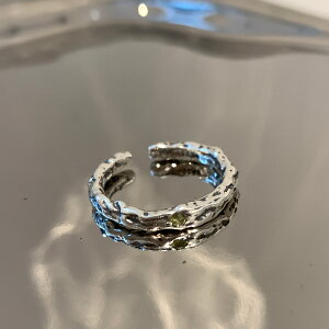 小寶s925純銀獨特設計鋯石肌理紋開口戒指女時尚個性小眾精致輕奢