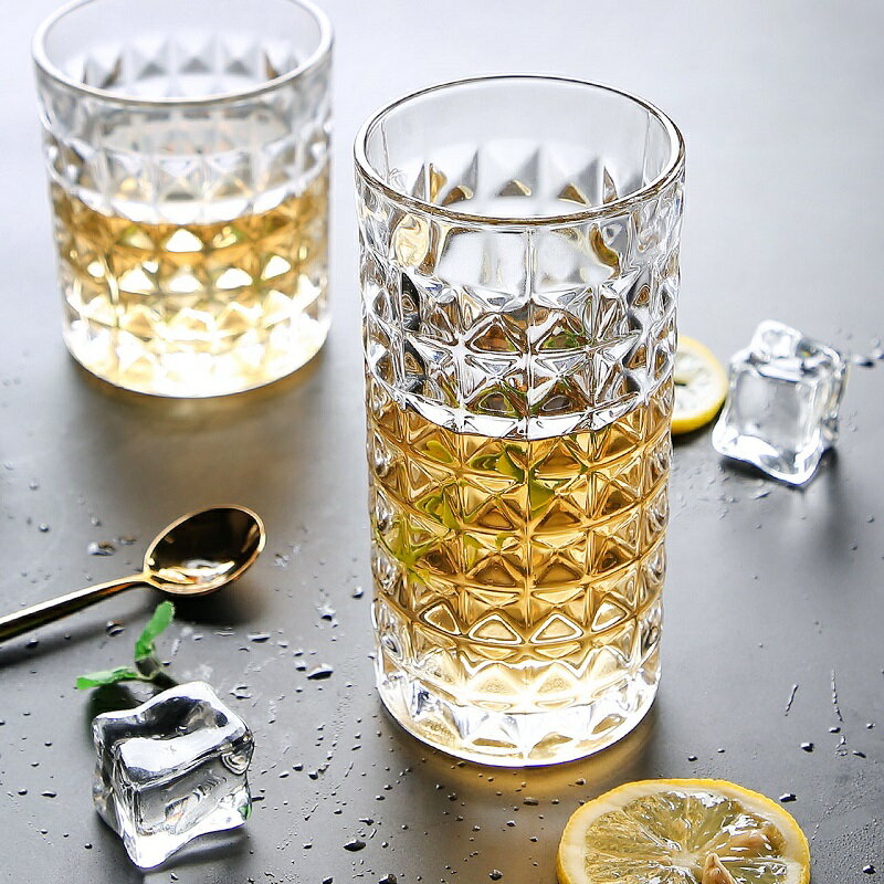 墨色 歐式簡約玻璃水杯家用大容量威士忌酒杯洋酒杯加厚啤酒杯子