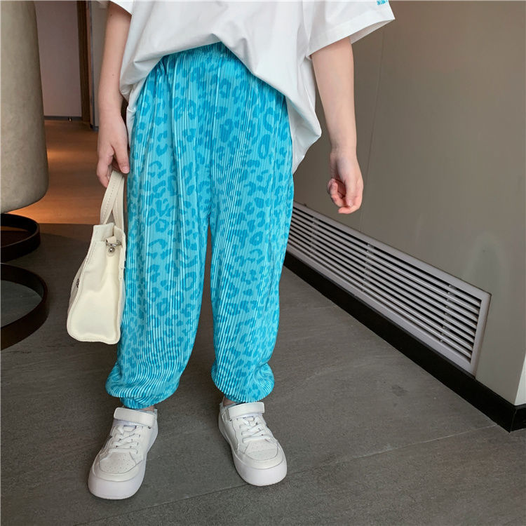兒童防蚊褲長褲女童褲子夏季兒童休閒防蚊褲氣中大童時髦豹紋束腳褲子兒童防蚊褲【淘夢屋】