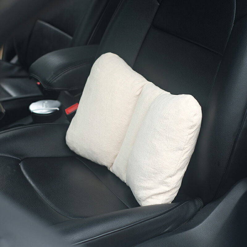 棉麻多功能靠墊 汽車腰枕椅子腰靠沙發可換洗外套乳膠顆粒芯靠枕